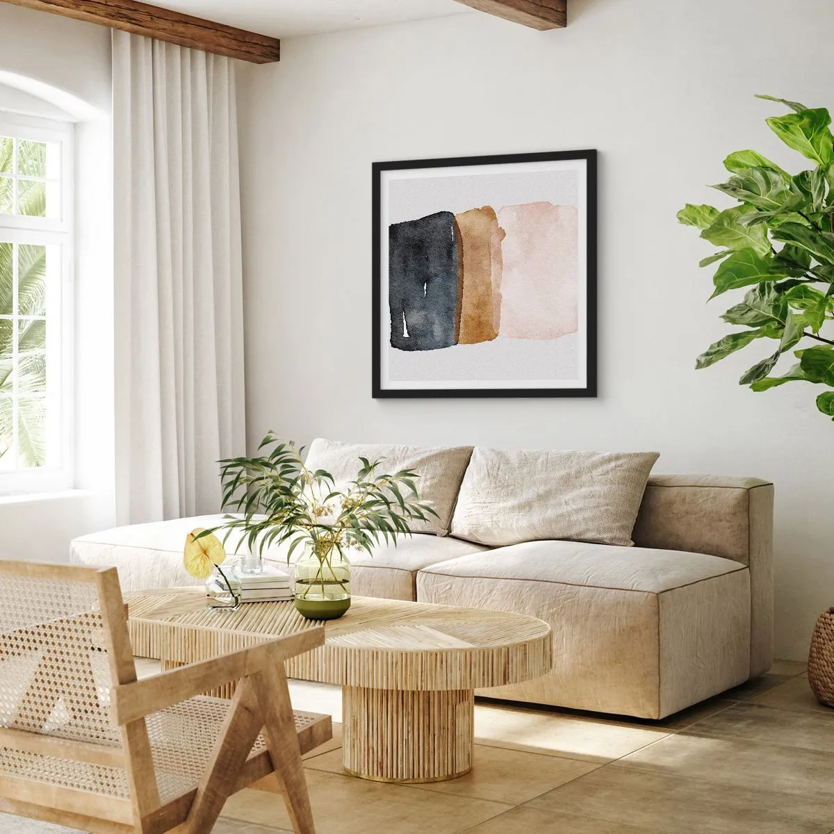 Affiche dans un cadre noir - Poster - Composition de couleurs de la terre - 60x60 cm