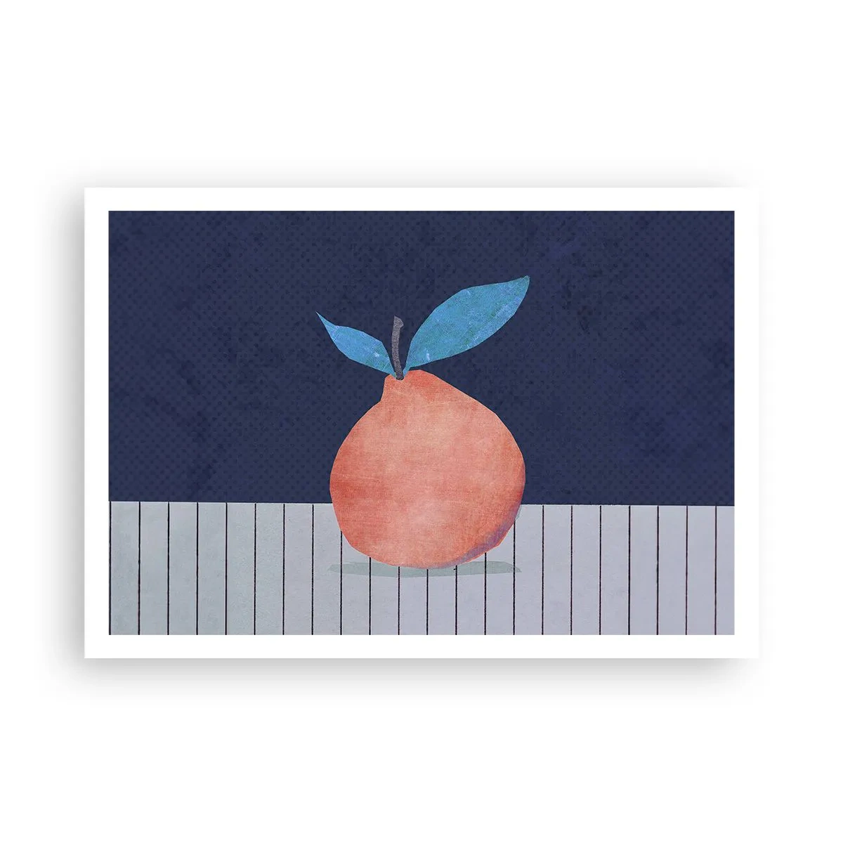 Affiche - Poster - Fruit abstrait sur fond de couleurs contrastées et de lignes droites. - 100x70cm - Convexité et plan - Décoration murale moderne pour le salon et la chambre ARTTOR