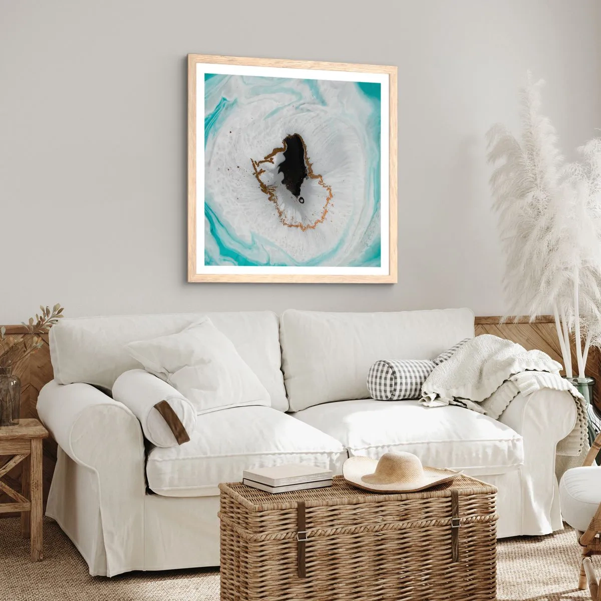 Affiche dans un chêne clair - Poster - Pénétrer à l'intérieur - 40x40 cm