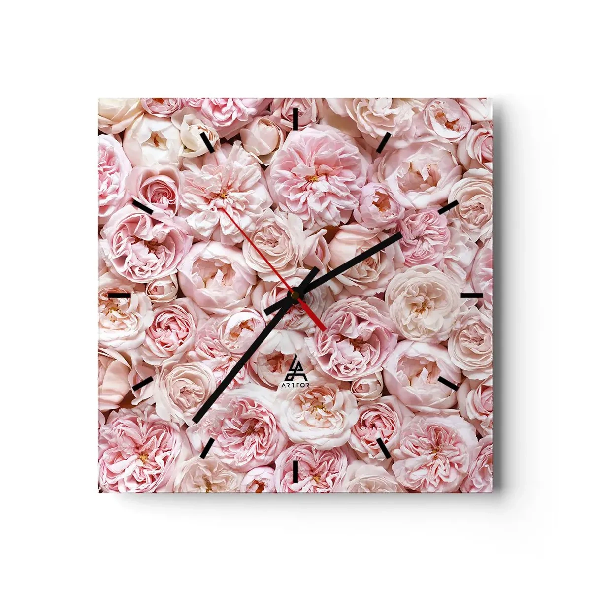 Horloge murale - Pendule murale - Un lit de roses - 40x40 cm