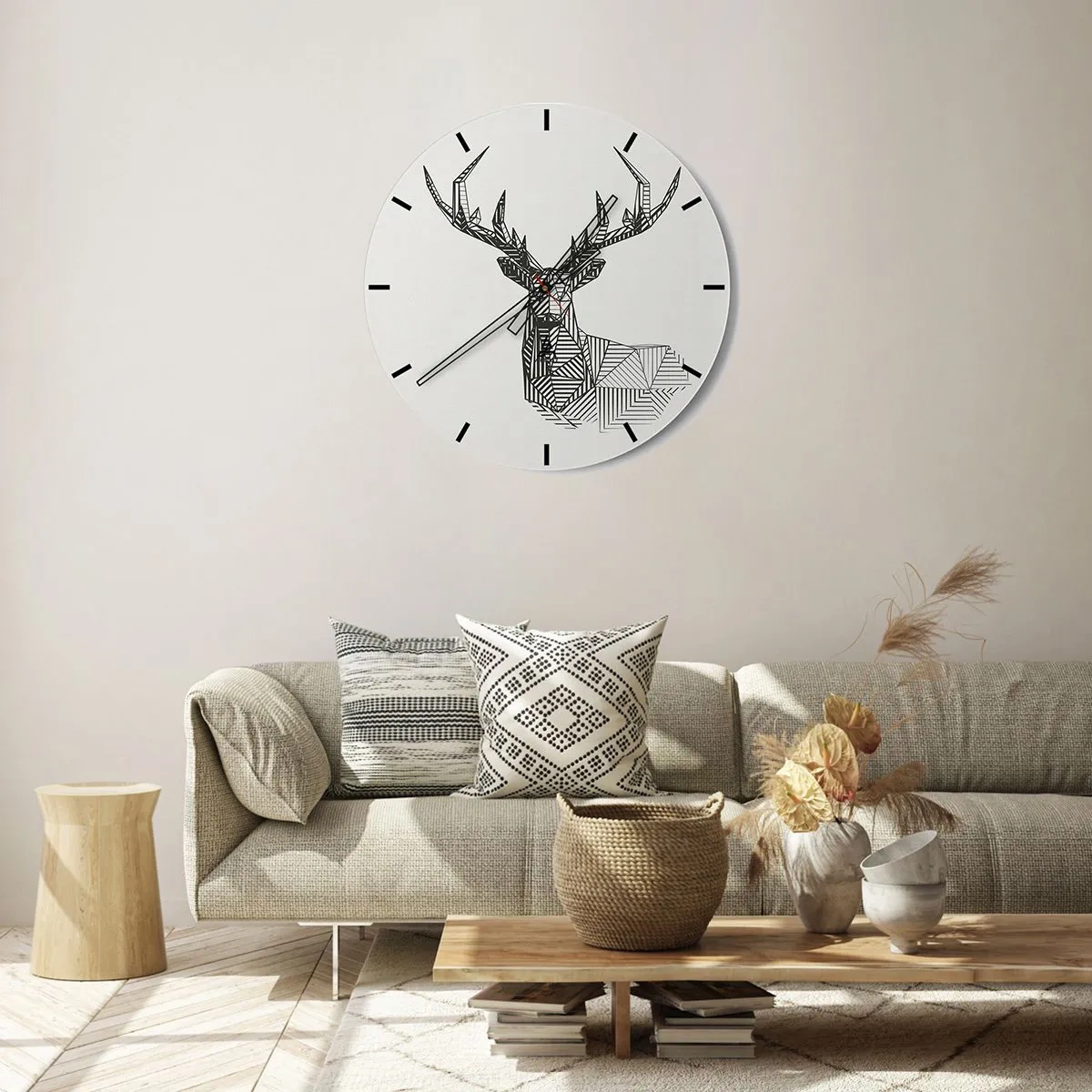 Horloge murale - Pendule murale - Cerf dans un style cubique - 40x40 cm