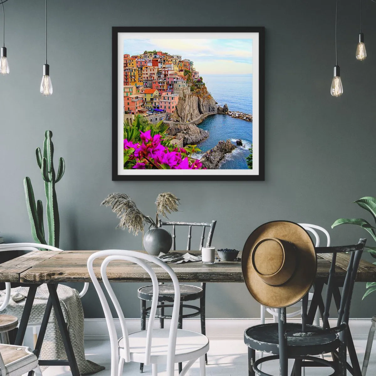 Affiche dans un cadre noir - Poster - La ville qui rit - 40x40 cm