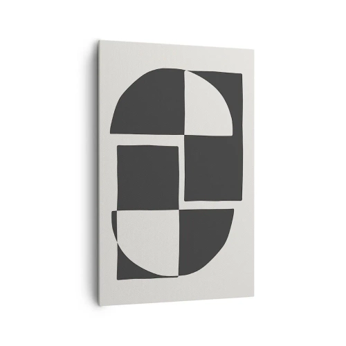 Impression sur toile - Image sur toile - Formes géométriques abstraites en noir et blanc - 80x120cm - Antithèse - Synthèse - Décoration murale moderne pour le salon et la chambre ARTTOR