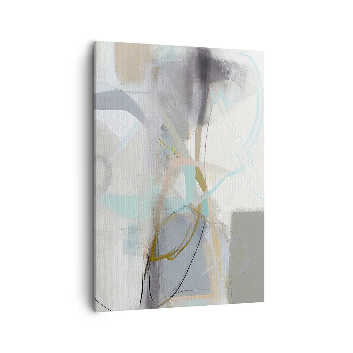 Impression sur toile - Image sur toile - Abstraction pastel aux lignes délicates - 50x70cm - Abstraction brumeuse - Décoration murale moderne pour le salon et la chambre ARTTOR