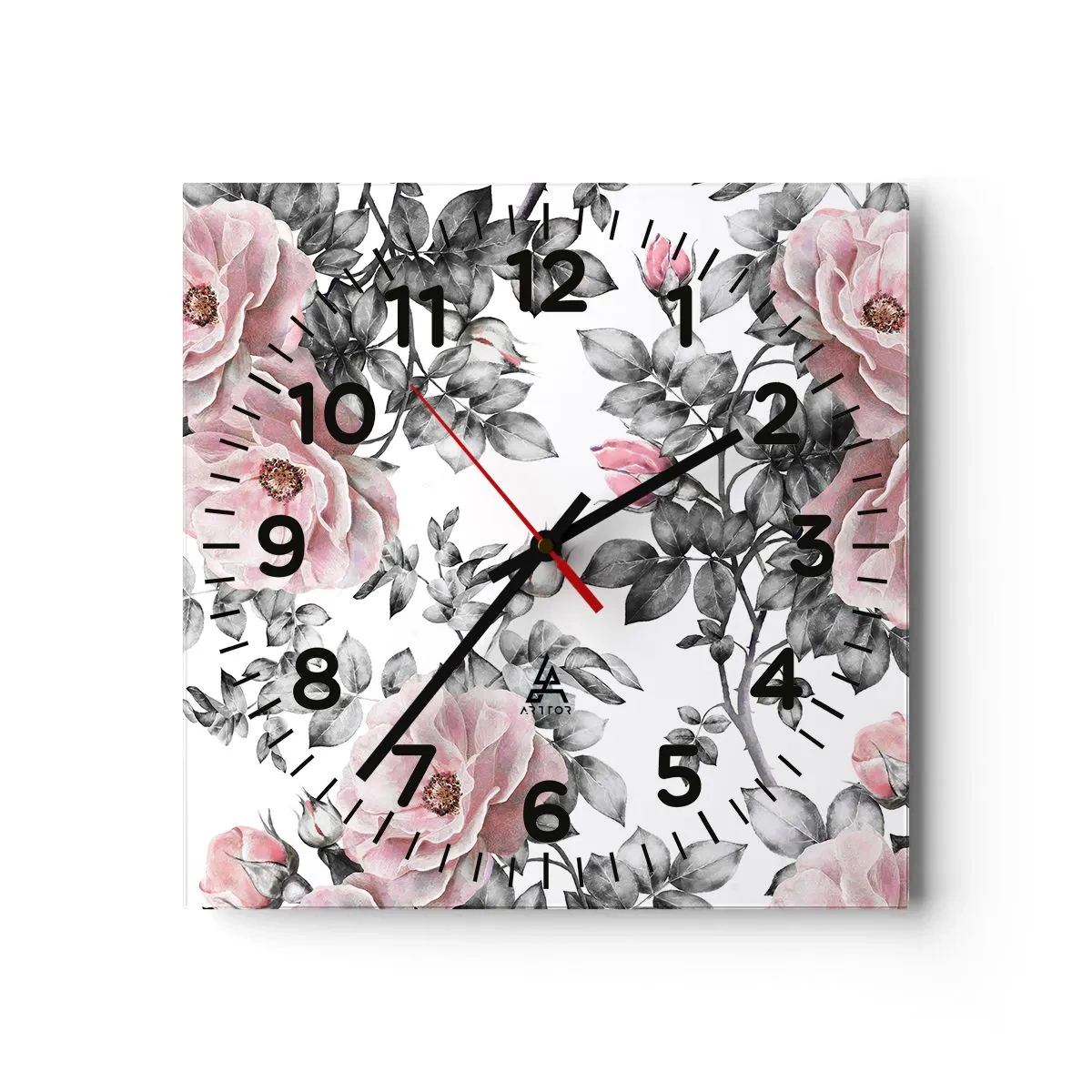 Horloge murale - Pendule murale - Se perdre dans les fleurs des roses - 40x40 cm