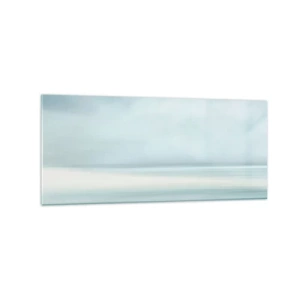 Impression sur verre - Image sur verre - Un paysage minimaliste aux nuances délicates de bleu - 120x50cm - Paix à l'horizon - Décoration murale moderne pour le salon et la chambre ARTTOR