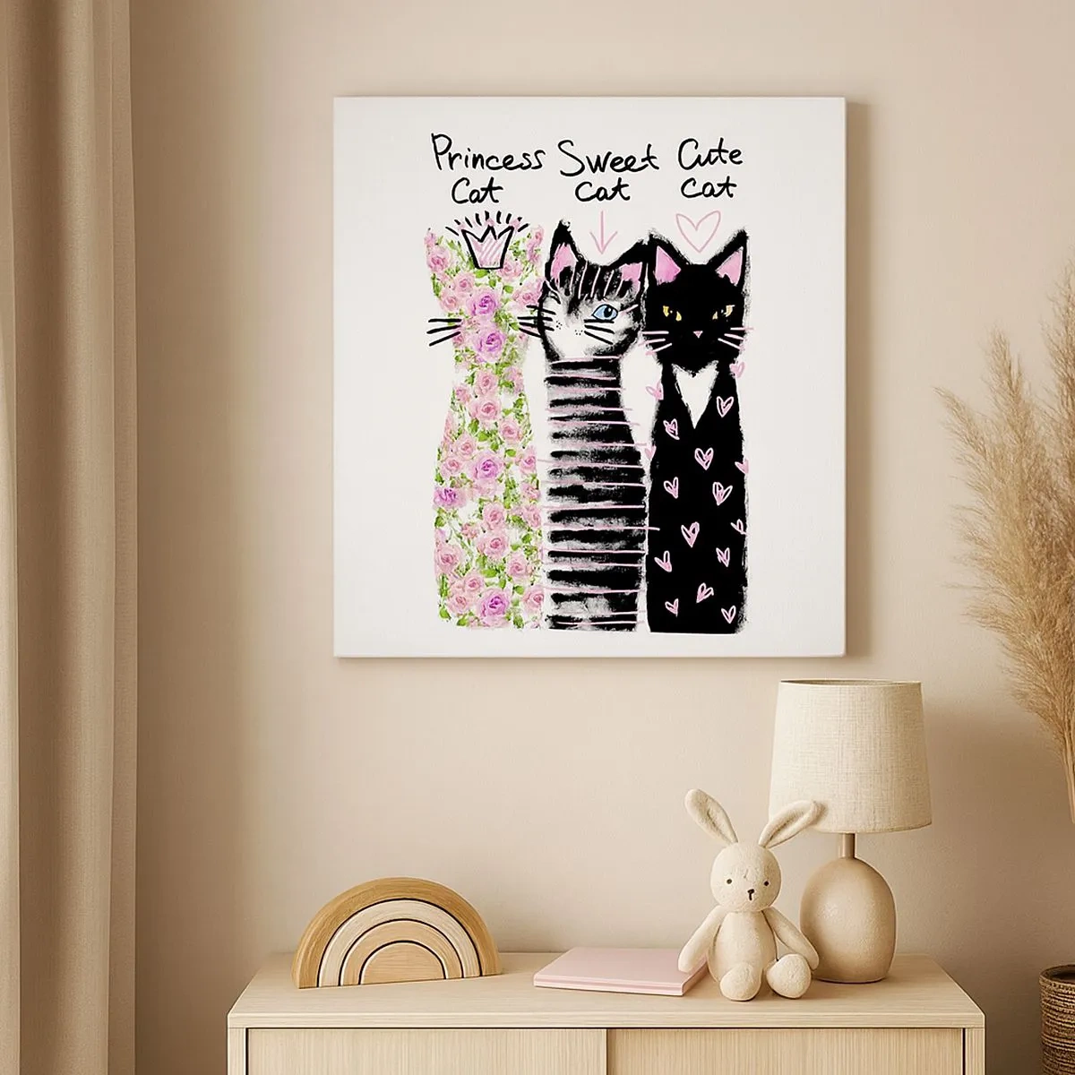 Impression sur toile - Image sur toile - Il y avait trois chats - 30x30 cm