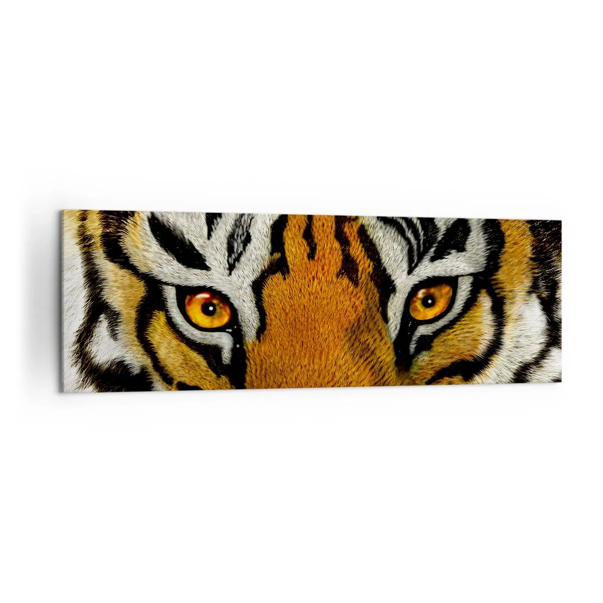 Impression sur toile - Image sur toile - Portrait en gros plan d'un tigre au regard intense - 160x50cm - Terrible et beau - Décoration murale moderne pour le salon et la chambre ARTTOR