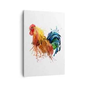 Impression sur toile - Image sur toile - Coq coloré dans un style aquarelle - 70x100cm - Robe royale, fierté royale - Décoration murale moderne pour le salon et la chambre ARTTOR