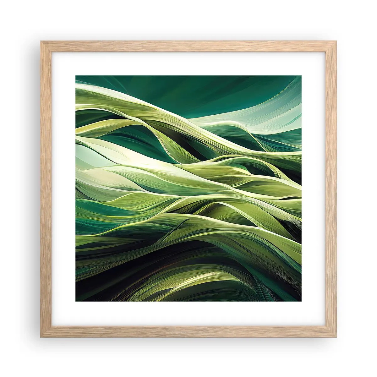 Affiche dans un chêne clair - Poster - Jeu de vert abstrait - 40x40 cm