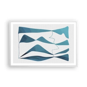 Affiche dans un cadre blanc - Poster - Abstraction : composé turquoise - 91x61 cm