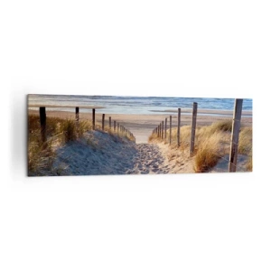 Impression sur toile - Image sur toile - Chemin à travers les dunes menant à la plage - 160x50cm - Le bruit de la mer, le chant des oiseaux, une plage sauvage parmi les herbes… - Décoration murale moderne pour le salon et la chambre ARTTOR