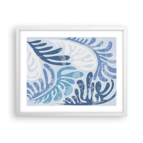Affiche dans un cadre blanc - Poster - Fougères bleues - 50x40 cm