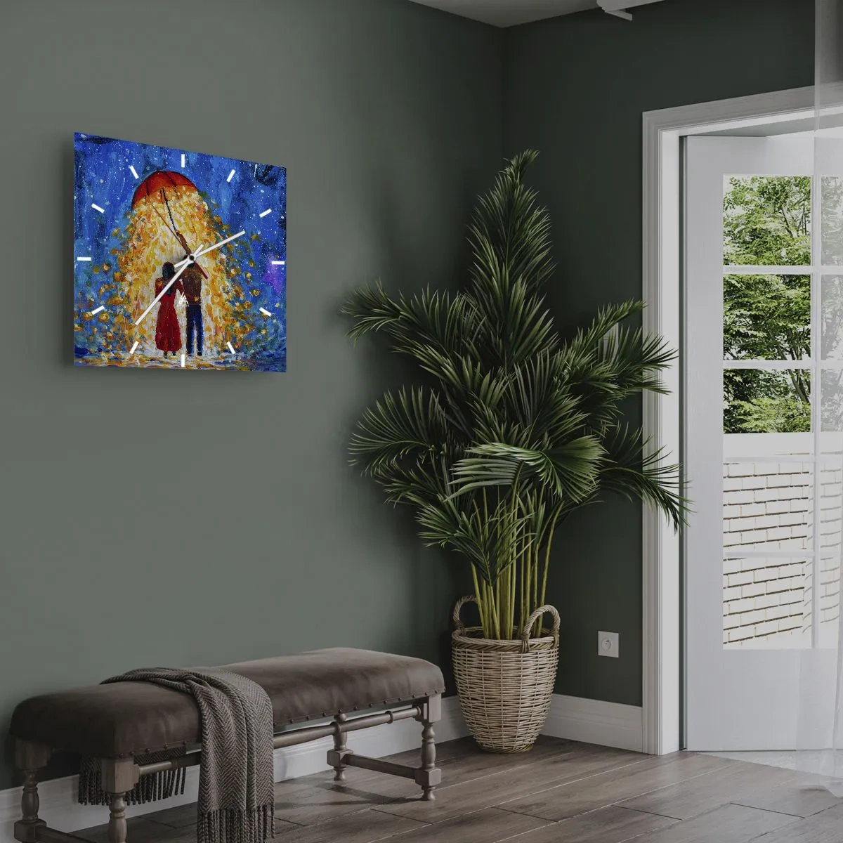 Horloge murale - Pendule murale - La magie d'une soirée pluvieuse ? - 40x40 cm