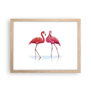 Affiche dans un chêne clair - Poster - Rendez-vous rose - 40x30 cm