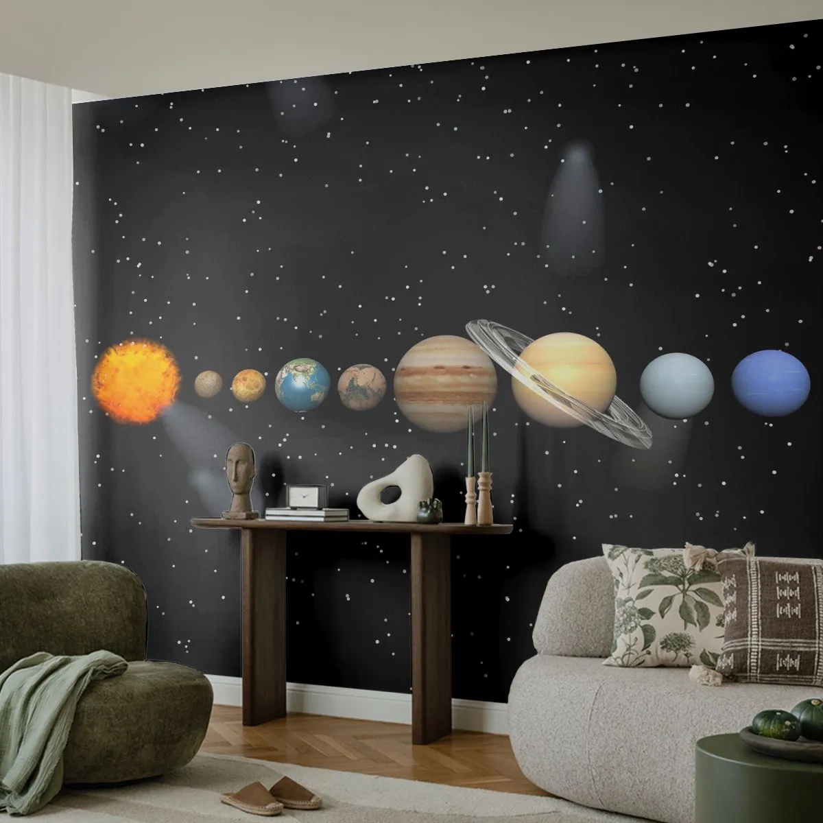 Papier Peint Autocollant Deluxe Sticker - Et les planètes sont folles, sont folles... - Espace et astronomie, Système solaire, Planètes - 250x175 cm