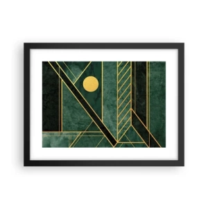 Affiche dans un cadre noir - Poster - Dynamique or et azur - 40x30 cm