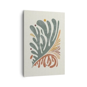 Impression sur toile - Image sur toile - Feuille abstraite colorée sur fond clair - 70x100cm - Feuille multicolore - Décoration murale moderne pour le salon et la chambre ARTTOR