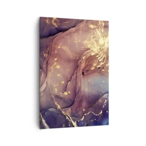Impression sur toile - Image sur toile - Composition abstraite aux nuances d'or et de violet - 70x100cm - Matière et esprit - Décoration murale moderne pour le salon et la chambre ARTTOR