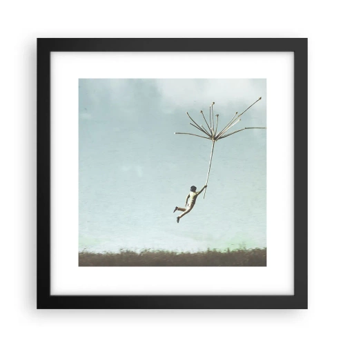 Affiche dans un cadre noir - Poster - Cerfs-volants, pissenlits, vent - 30x30 cm