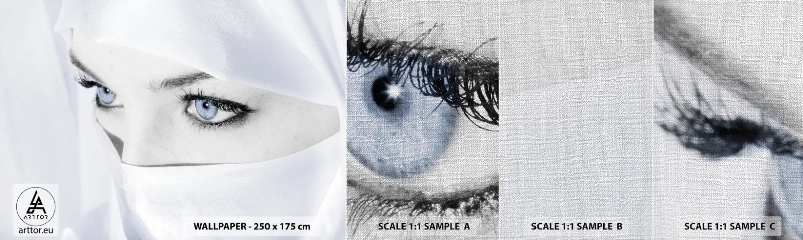 Échantillon de Papier Peint Premium Canvas - Directement des mille et une nuits - Femme, Yeux, Culture - 100x30 cm