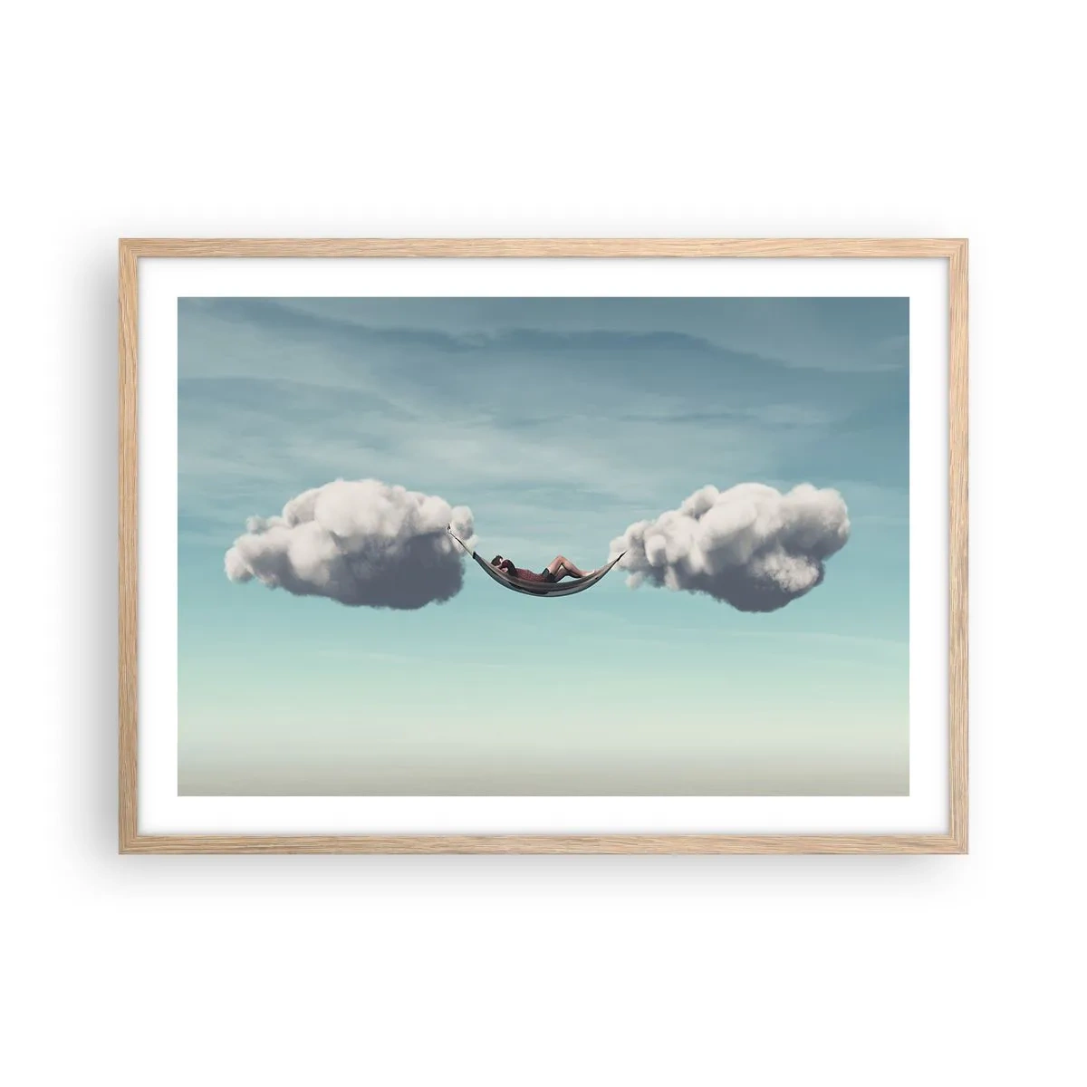 Affiche dans un chêne clair - Poster - Instant de bonheur - 70x50 cm