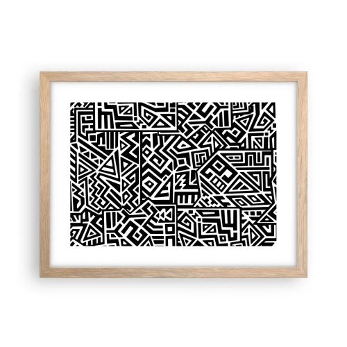 Affiche dans un chêne clair - Poster - Composition précolombienne - 40x30 cm