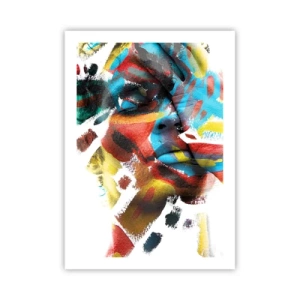 Affiche - Poster - Portrait artistique d'une femme aux couleurs abstraites - 50x70cm - Personnalité colorée - Décoration murale moderne pour le salon et la chambre ARTTOR