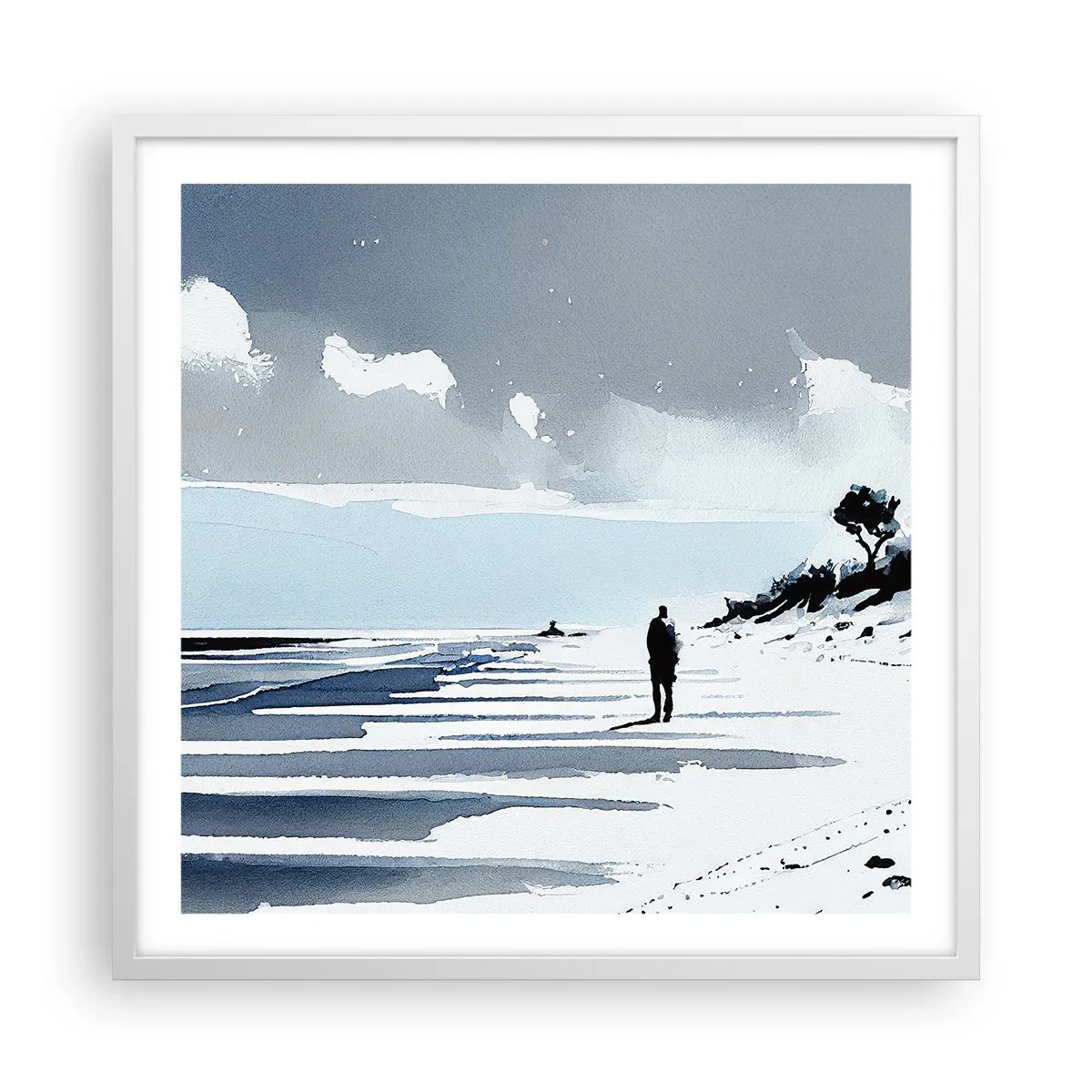 Affiche dans un cadre blanc - Poster - Seul à seul - 60x60 cm