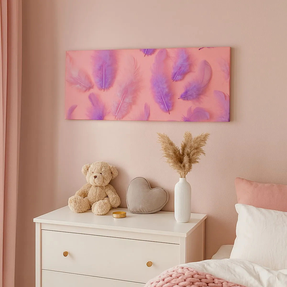 Impression sur toile - Image sur toile - Oiseau de désir lilas - 100x40 cm