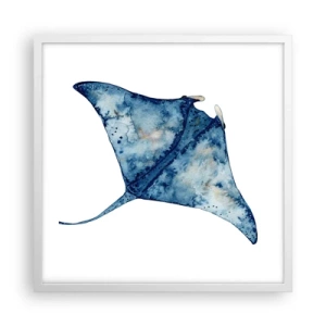 Affiche dans un cadre blanc - Poster - La vie en bleu - 50x50 cm