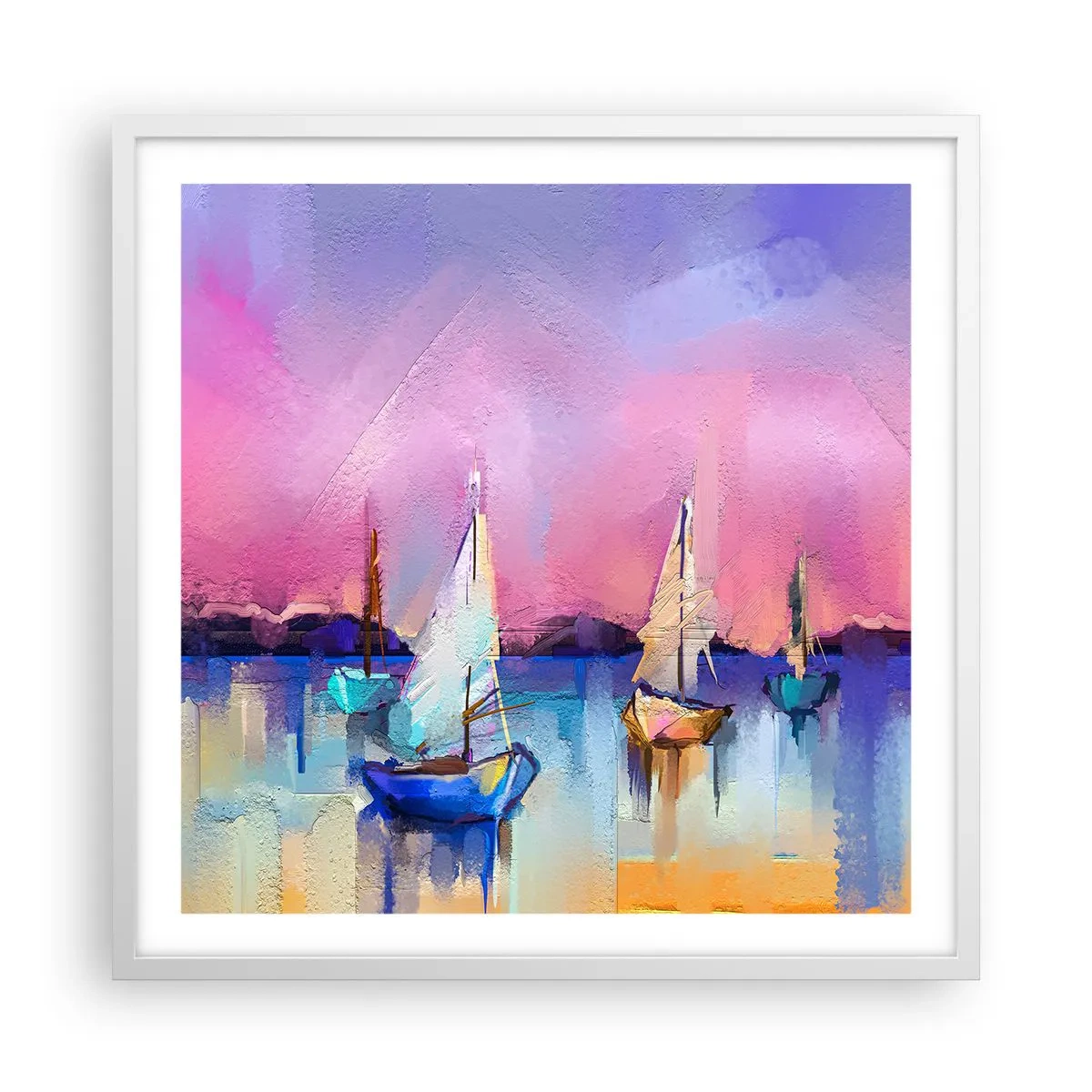 Affiche dans un cadre blanc - Poster - Direction: les eaux larges - 60x60 cm