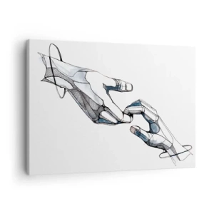 Impression sur toile - Image sur toile - Représentation artistique d'une main dans une forme minimaliste et géométrique - 70x50cm - Un bon geste - Décoration murale moderne pour le salon et la chambre ARTTOR