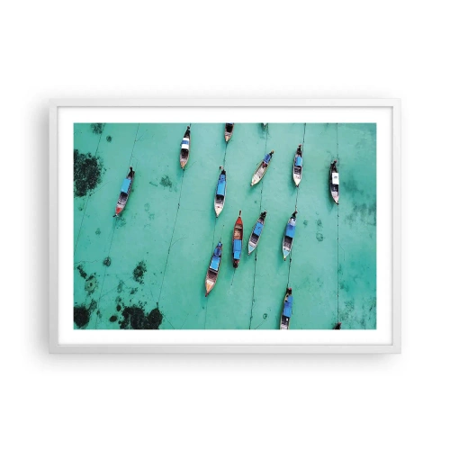 Affiche dans un cadre blanc - Poster - Dans une attente jouyeuse - 70x50 cm