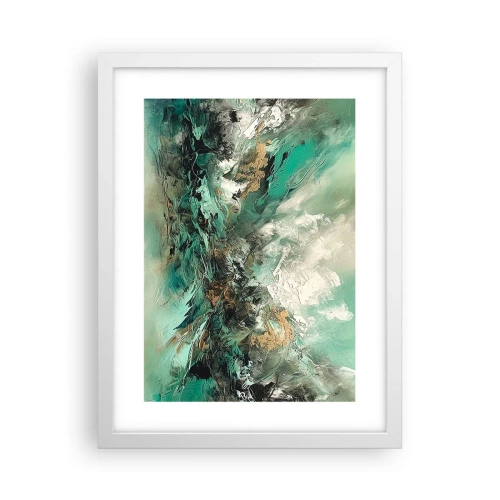 Affiche dans un cadre blanc - Poster - Ressac émeraude et noir - 30x40 cm