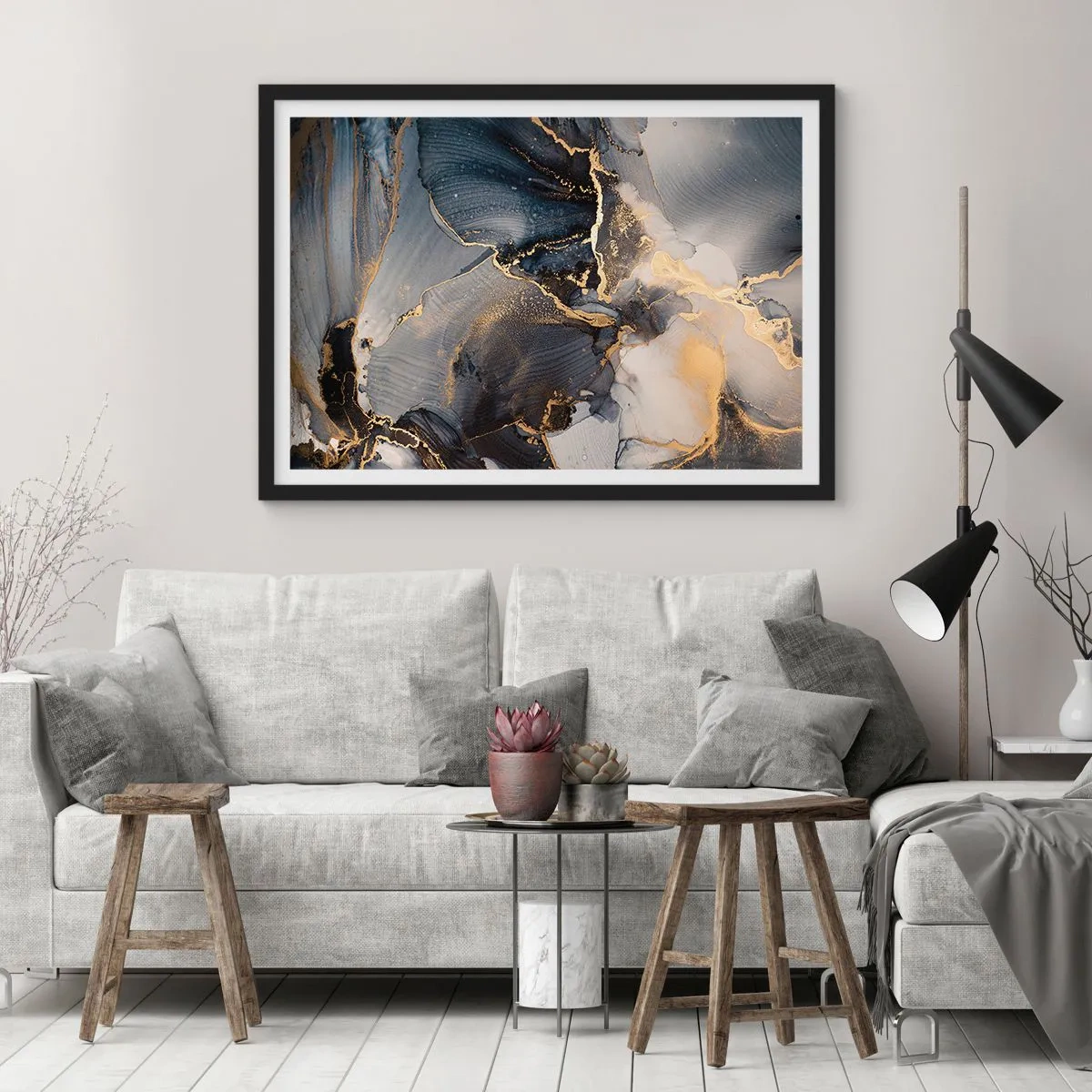 Affiche dans un cadre noir - Poster - La vie de la pierre - 50x40 cm
