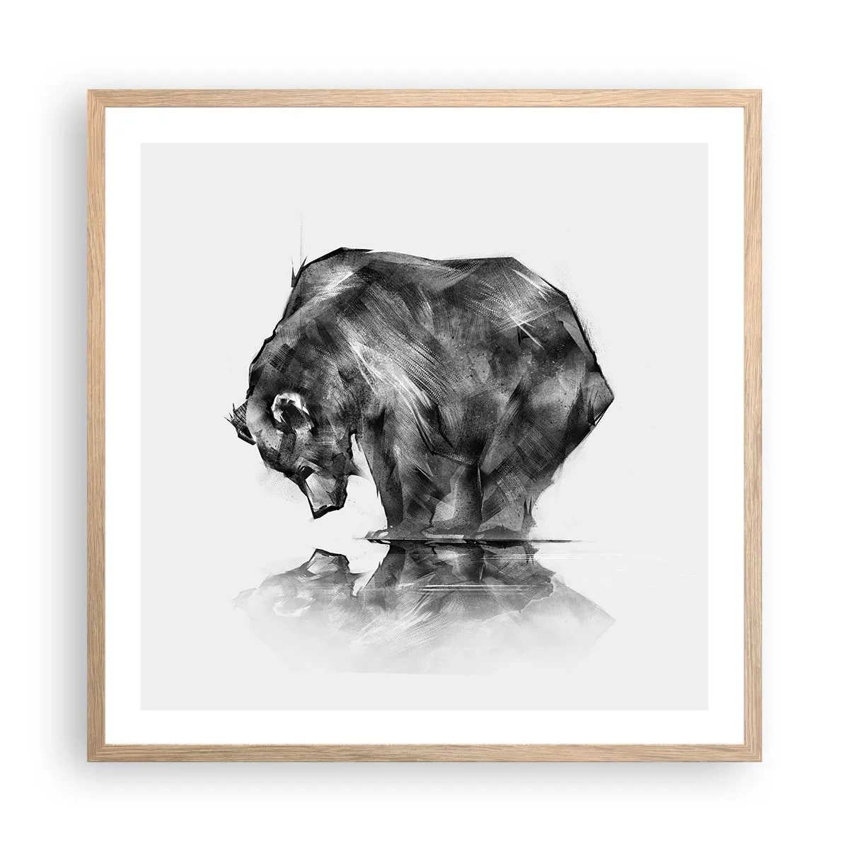 Affiche dans un chêne clair - Poster - Ravi de rencontrer quelqu'un de proche - 60x60 cm