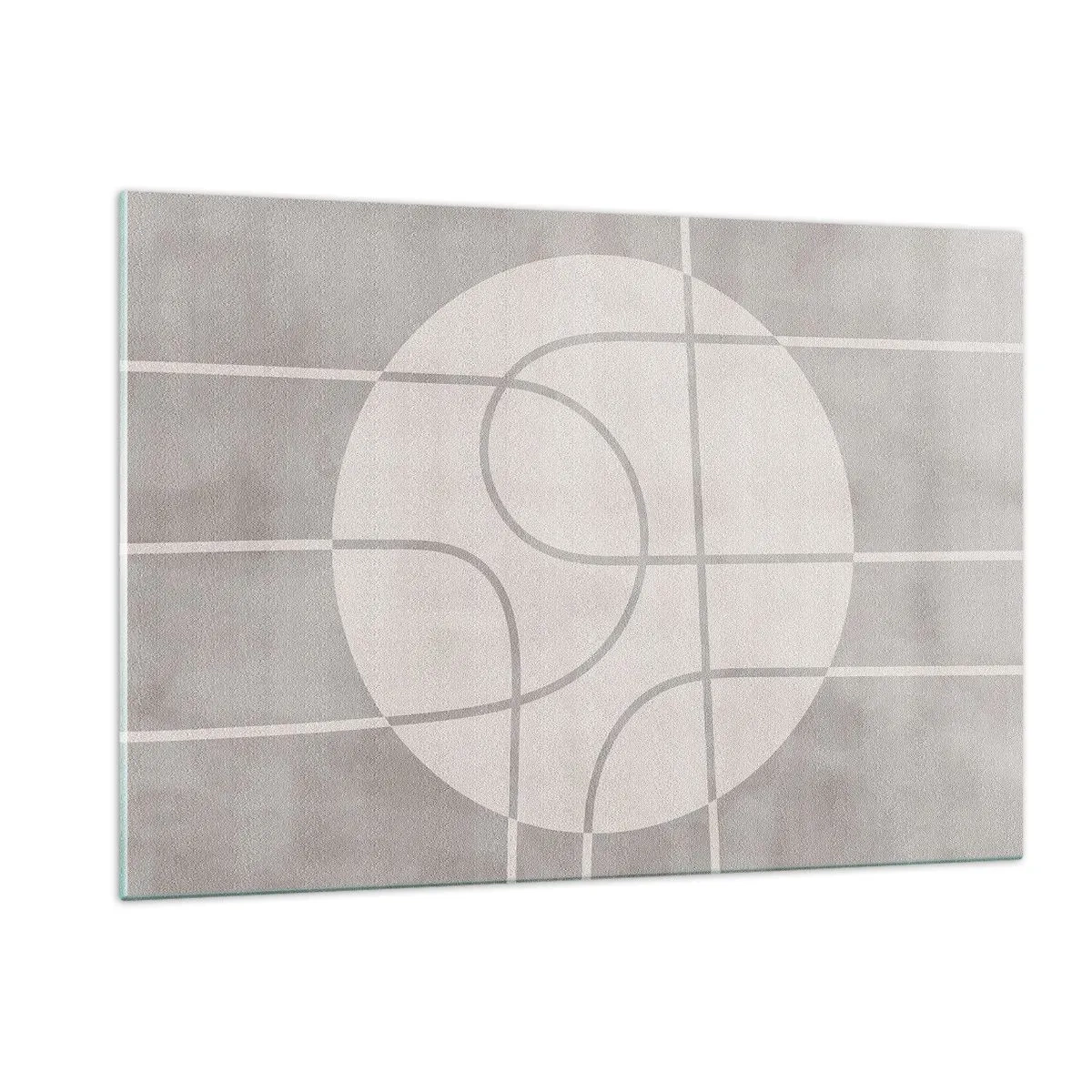 Impression sur verre - Image sur verre - Lignes et cercles beiges créant une composition géométrique - 120x80cm - Circulaire et tout droit - Décoration murale moderne pour le salon et la chambre ARTTOR