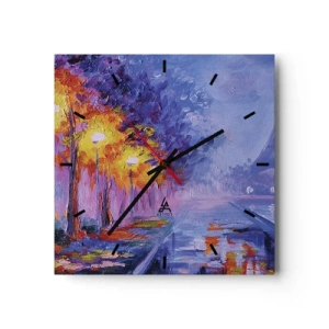 Horloge murale - Pendule murale - Une avenue avec des lampadaires à Paris avec la Tour Eiffel en arrière-plan - 30x30cm - Une ballade idéale - Décoration murale moderne pour le salon et la chambre ARTTOR