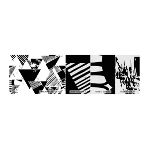 Échantillon de Papier Peint Premium Canvas - Pluie de triangles - Abstraction, Graphique, Noir et blanc - 100x30 cm