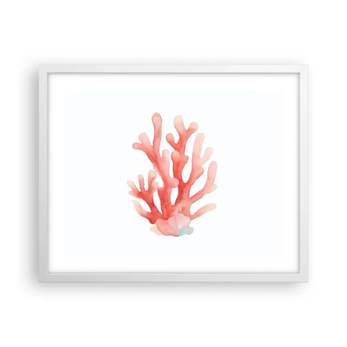 Affiche dans un cadre blanc - Poster - Corail couleur corail - 50x40 cm