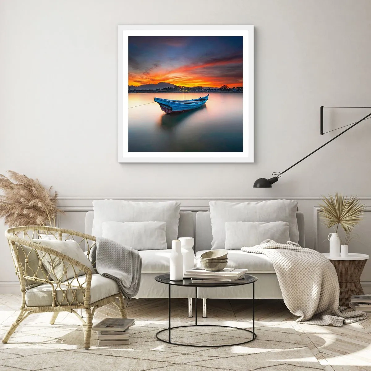 Affiche dans un cadre blanc - Poster - Une bonne nuit arrive - 40x40 cm