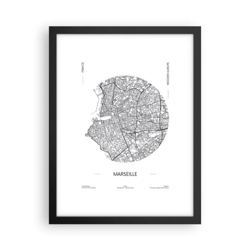 Affiche dans un cadre noir - Poster - Anatomie de Marseille - 30x40 cm