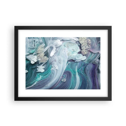 Affiche dans un cadre noir - Poster - Courants bleus - 40x30 cm