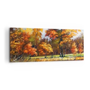 Impression sur toile - Image sur toile - Paysage en or et bronze - 100x40 cm