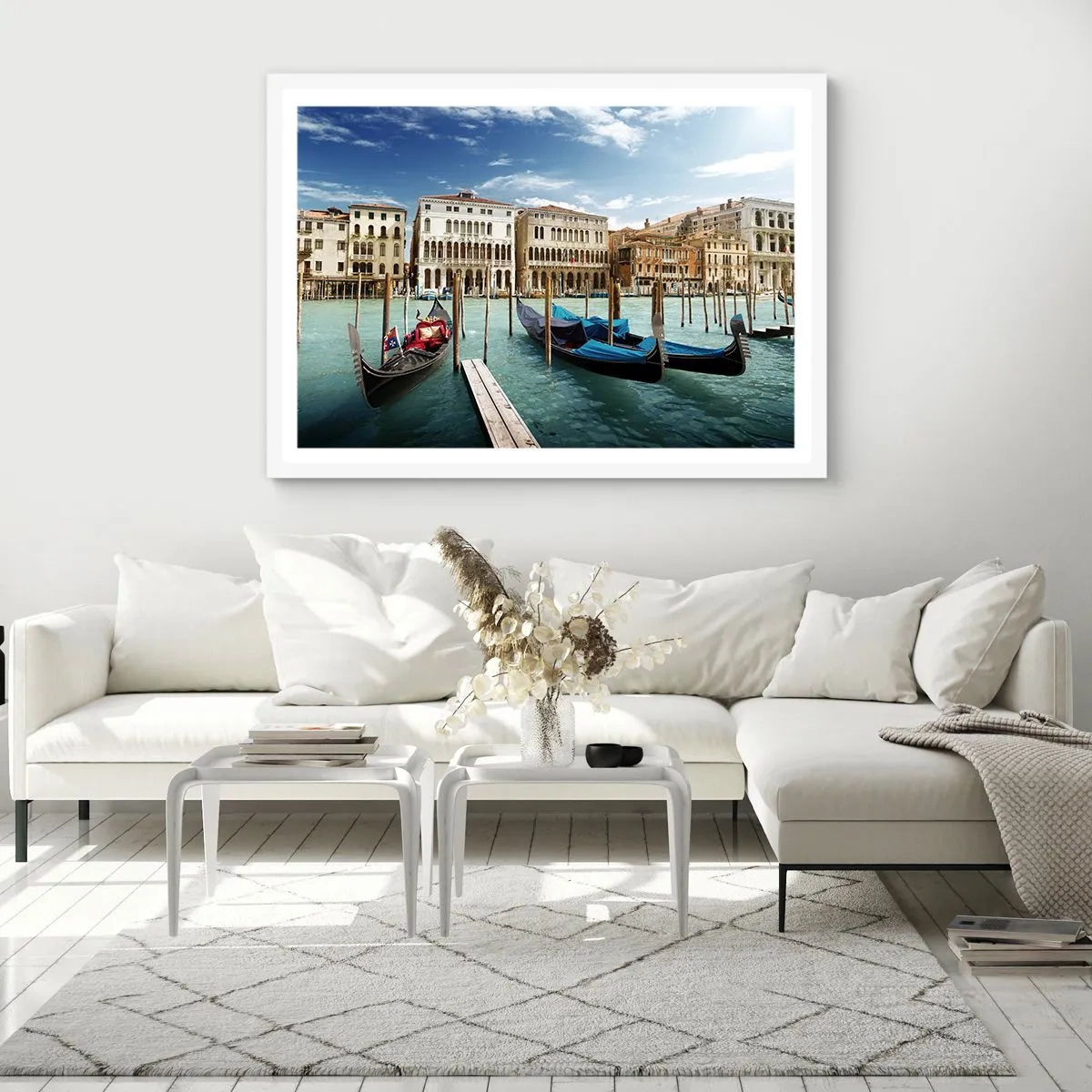 Affiche dans un cadre blanc - Poster - Palace bleu ciel - 50x40 cm