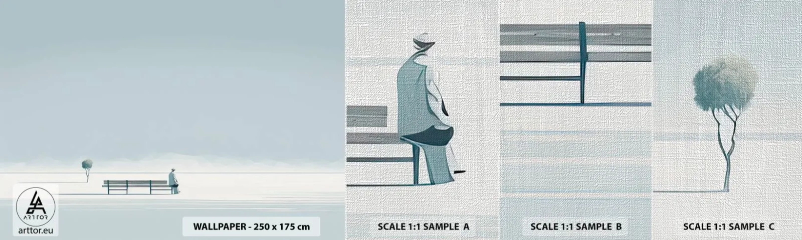 Échantillon de Papier Peint Premium Canvas - Oui, j'attends. - Minimaliste, Solitaire, Homme - 100x30 cm