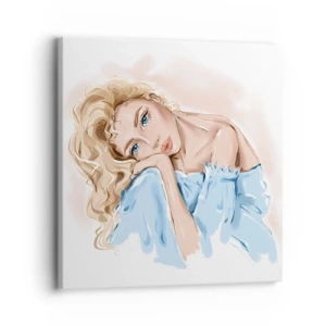 Impression sur toile - Image sur toile - Rêveuse en bleu - 30x30 cm