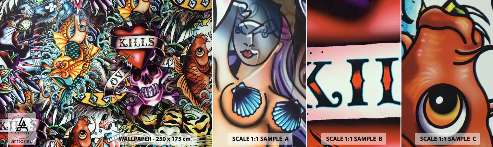 Échantillon de Papier Peint Autocollant Deluxe Sticker - Le rêve du tatoueur - Graffiti, Mural, Morceau - 100x30 cm