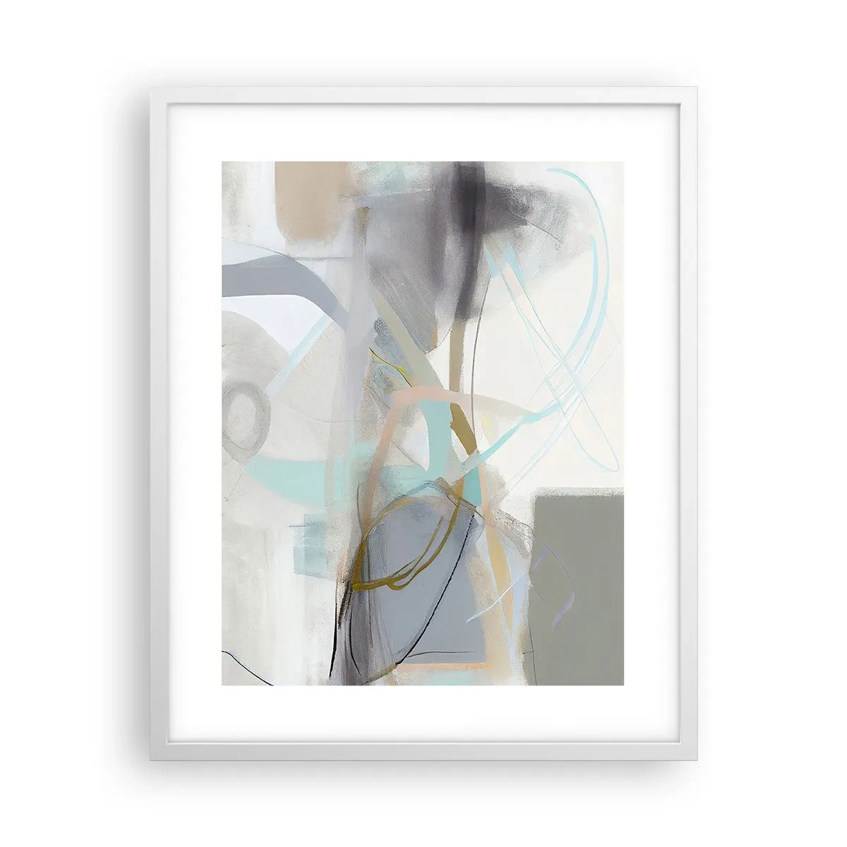 Affiche dans un cadre blanc - Poster - Abstraction brumeuse - 40x50 cm